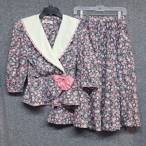 Go Vicki Vintage Top And Skirt Pink Floral Size See Description Small?
